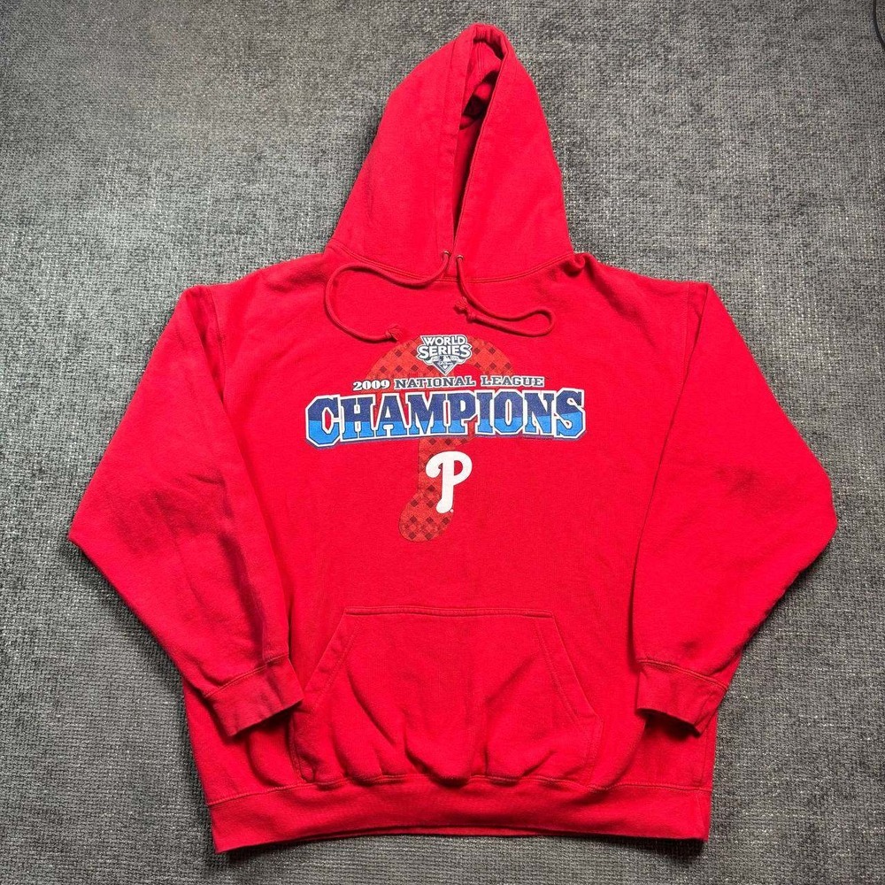 Alstyle Philadelphia Phillies Hoodie Mens XL Red 2009 NL Champions Y2K MLB